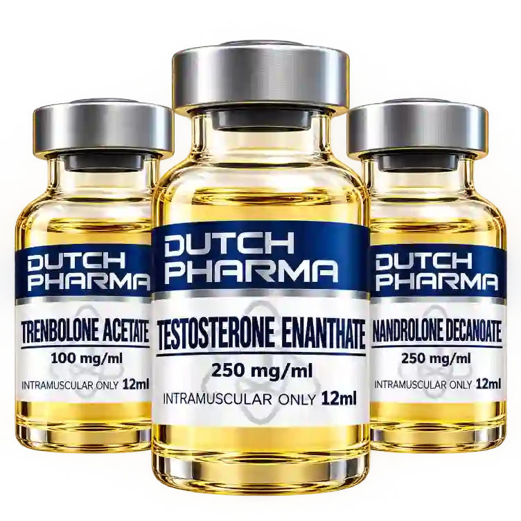 Dutch Pharma productcollectie met drie injecteerbare productflacons